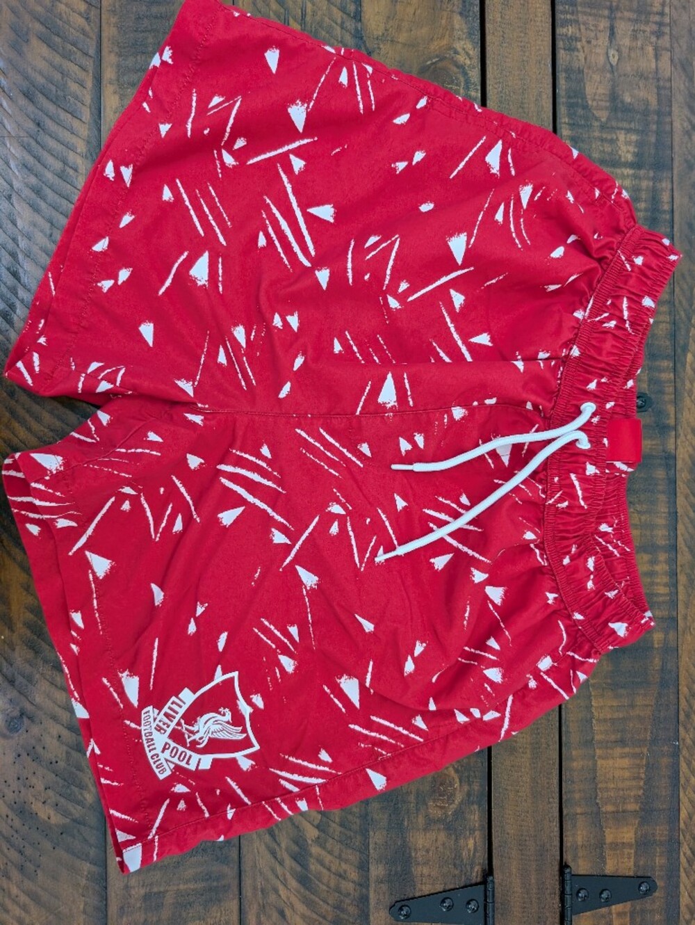 Red LFC Liverpool Athletic/Swim Shorts with White Abstract Print
